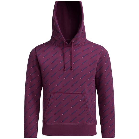 Champion Reverse Weave Purple Logo Print Hoodie Men’s Medium - Picture 1 of 5